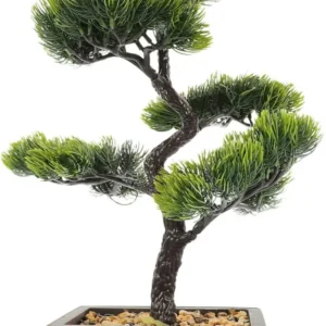 Bonsai Pin decorativ artificial ghiveci Ceramica, Verde , 40x16x12 cm