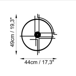 Ceas de perete 891TNL2458, negru, metal, 49x44 cm