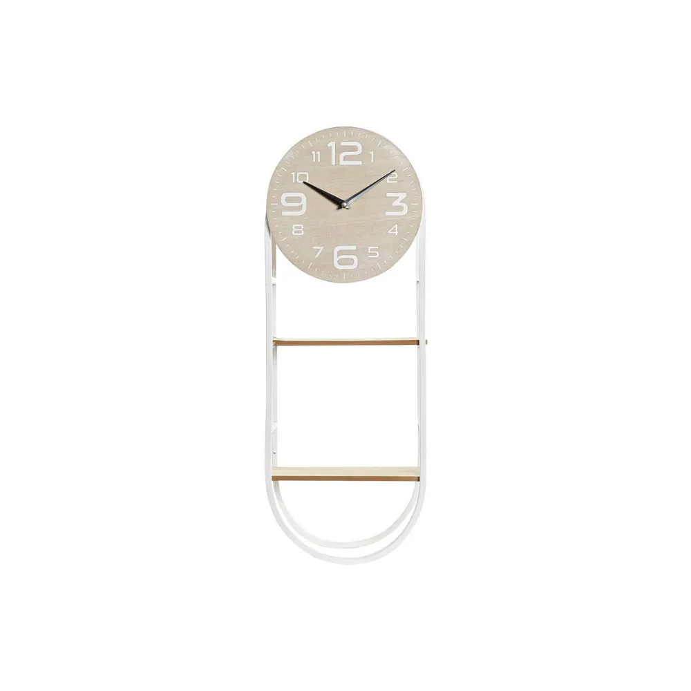 Ceas de Perete DKD Home Decor Natural Metal MDF Alb (25,5 x 11,5 x 71 cm)
