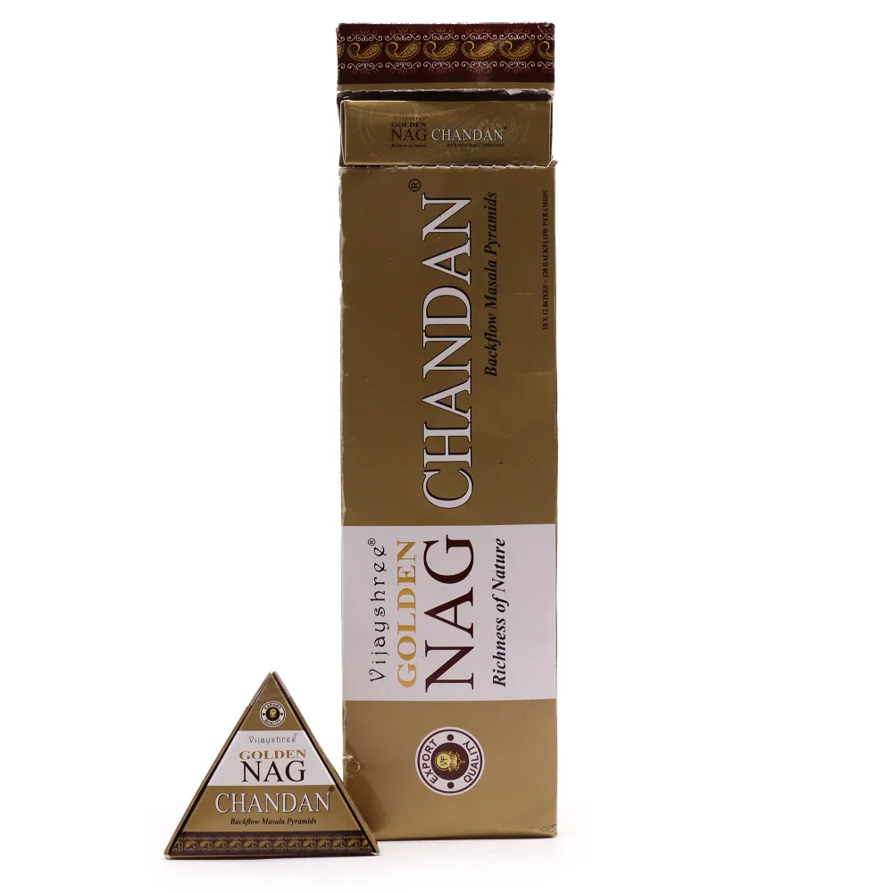 Conuri de tămâie cu flux invers, Chandan Jumbo 42g Golden Nag