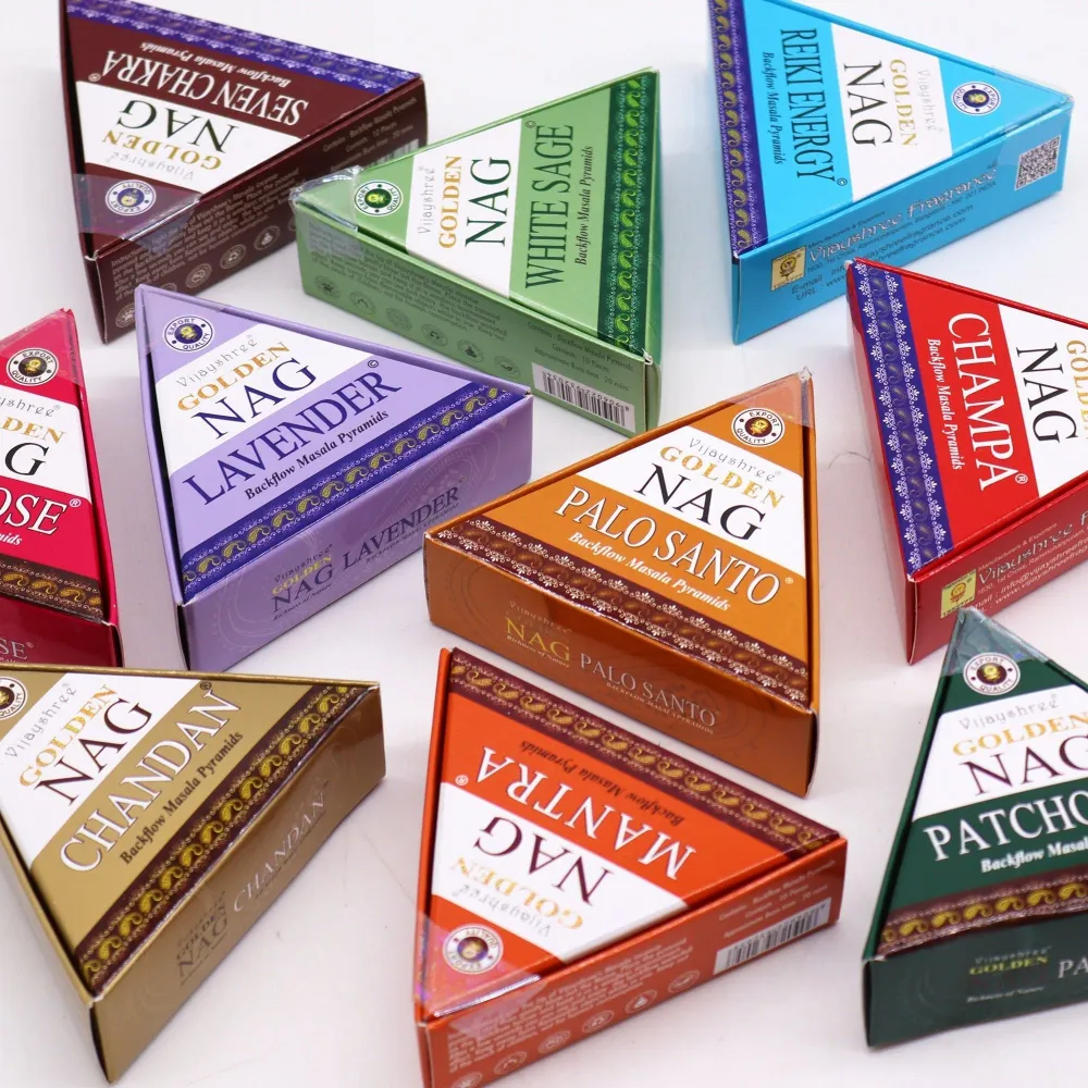 Conuri de tămâie cu flux invers, Chandan Jumbo 42g Golden Nag