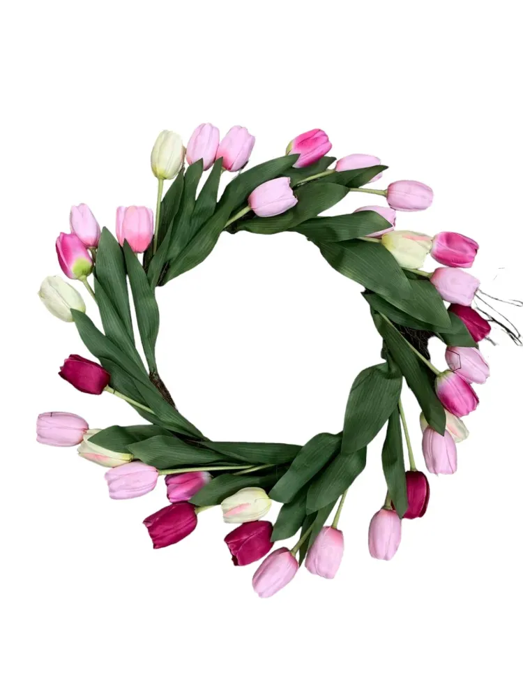 Coronita decorativa din Lalele artificiale , Multicolora , 50 cm