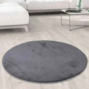 Covor 202BLY1364, 80x80 cm, forma rotunda, poliester, gri inchis