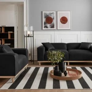 Covor Alan Andas cu tesatura plata, model alb-negru 200x290 cm