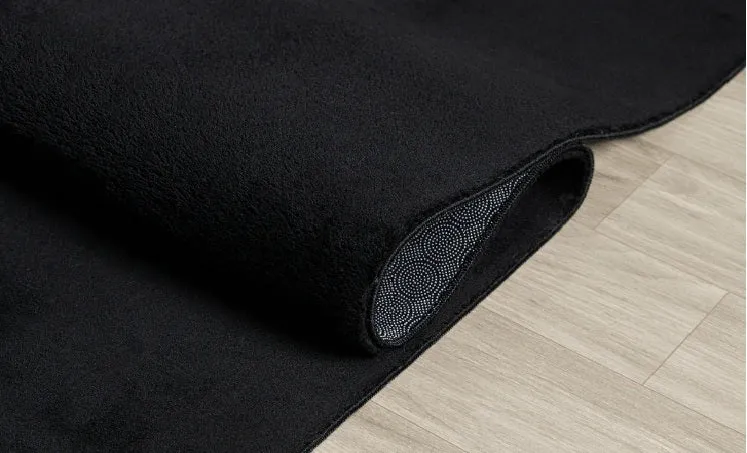 Covor Arabell foarte moale cu aspect de blană negru 80x150 cm
