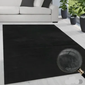Covor Arabell foarte moale cu aspect de blană negru 60x110 cm