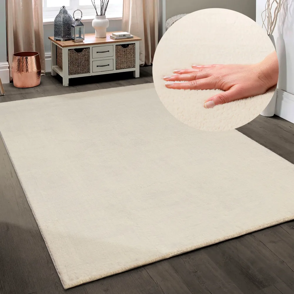 Covor Arabell foarte moale cu aspect de blană crem 60x110 cm