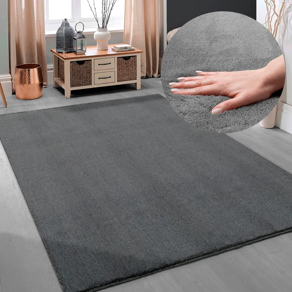 Covor Arabell foarte moale cu aspect de blană gri 80x300 cm