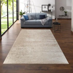Covor Ariano bej cu aspect vintage model 3D, 70x140 cm