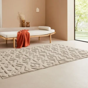 Covor »Askja« cu aspect de lana bej, model 3D 200x300 cm
