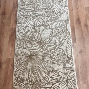 Covor Athos cu model floral, fir scurt crem 80x155 cm