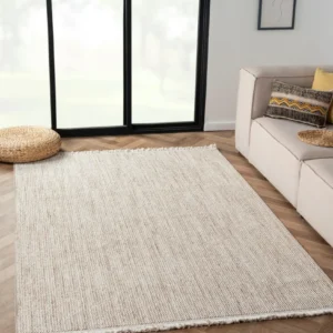 Covor »Ava« cu aspect de sisal, model cu noduri, alb-bej, 160x230 cm