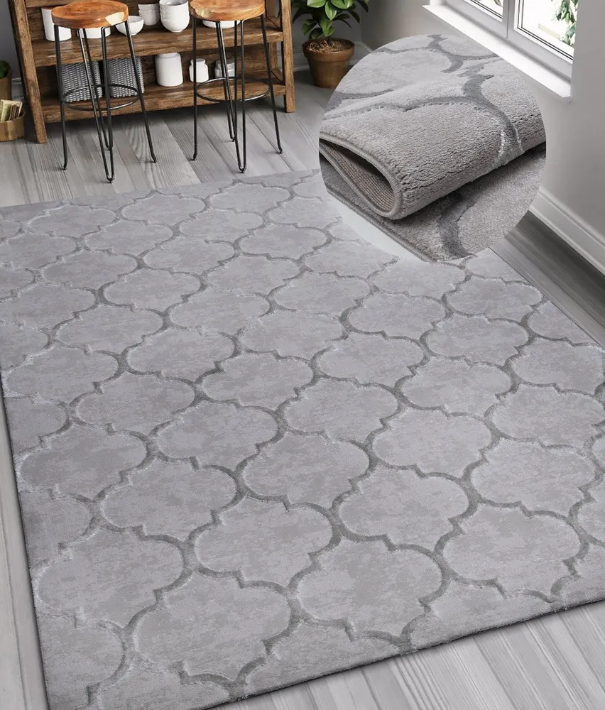 Covor Badra cu fire scurte, model elegant 3D gri 200x290 cm