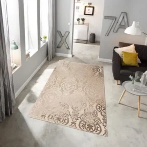 Covor Bahar cu design 3D foarte elegant, stil baroc bej 120x170 cm