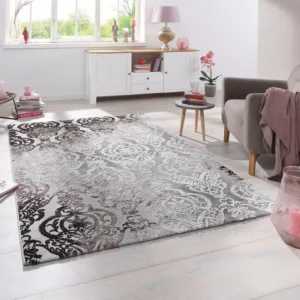 Covor Bahar cu design 3D foarte elegant, stil baroc gri 120x170 cm
