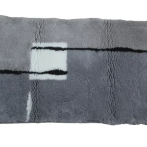 Covor de baie lavabil gri cu design geometric 50x105 cm