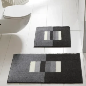 Covor de baie Linea cu nuante de gri foarte moale lavabil 70x120 cm