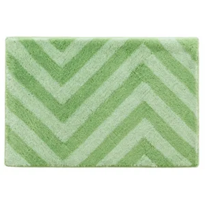 Covor de baie cu model geometric verde, lavabil 60x90 cm