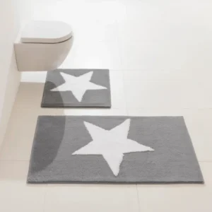 Covor de baie, model cu stea gri, foarte moale, lavabil 70x120 cm
