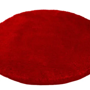Covor de baie rotund roșu, lavabil 80 cm diametru