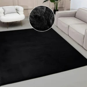 Covor »Balu« cu textura de blana de iepure negru 180x280 cm