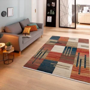 Covor Beliz cu model geometric 3D ruginiu 200x290 cm