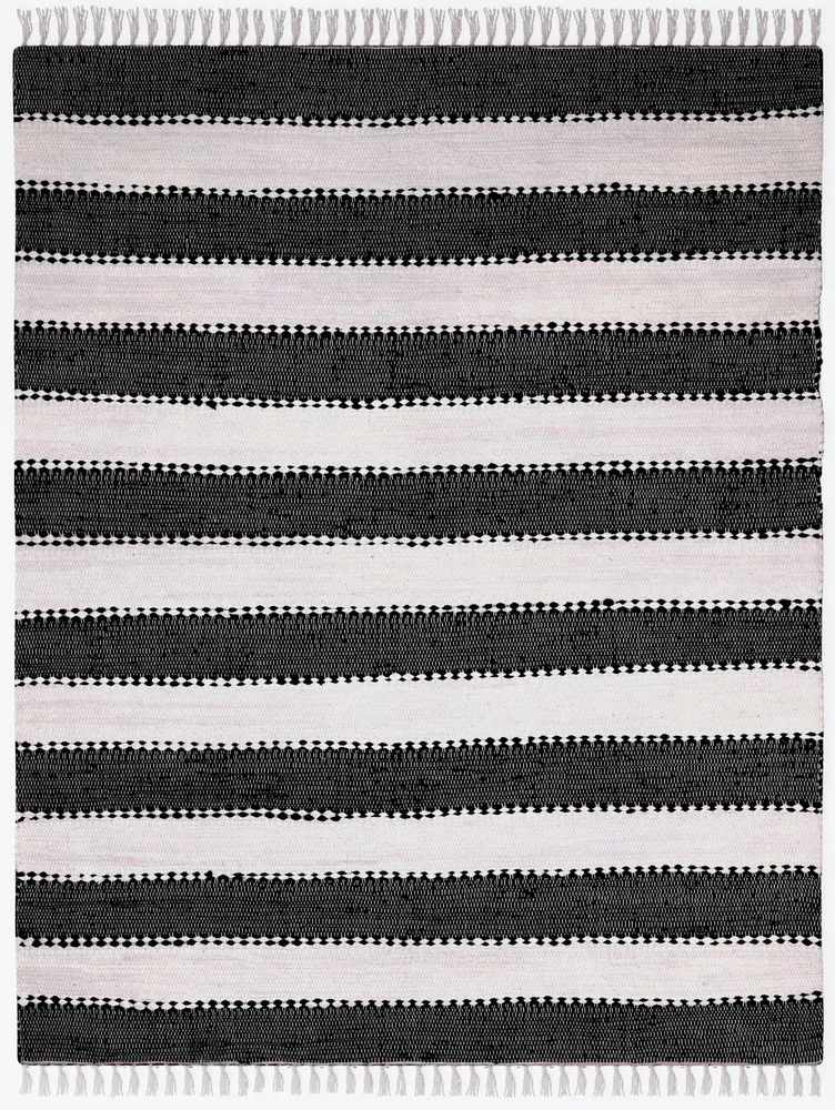 Covor Benja din bumbac țesut manual negru-alb 60x110 cm