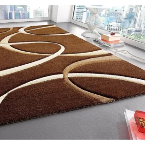 Covor Bilbao maro cu model geometric cu fir scurt 240x320 cm