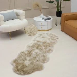 Covor de blană sintetica »Dena« foarte moale si pufos taupe 60x180 cm