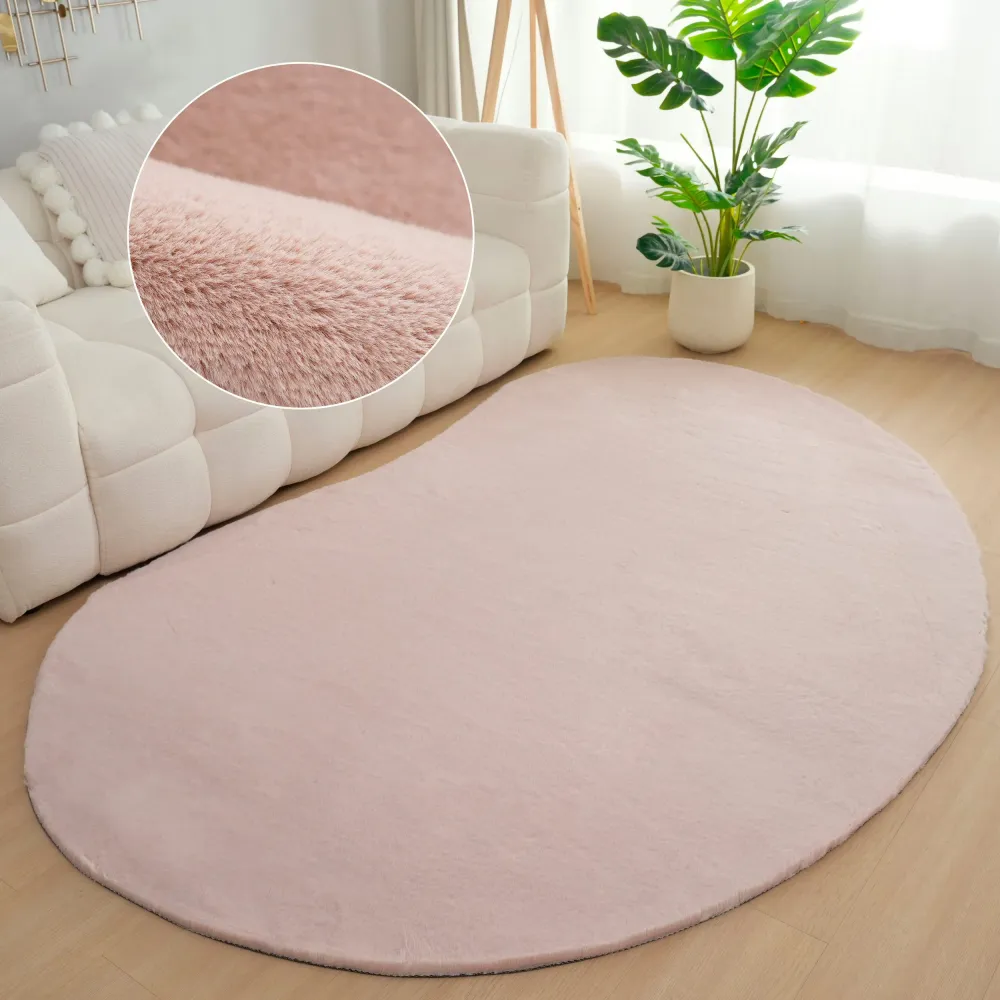 Covor de blana eco Rabbit 2 Bean roz foarte pufos 200x300 cm