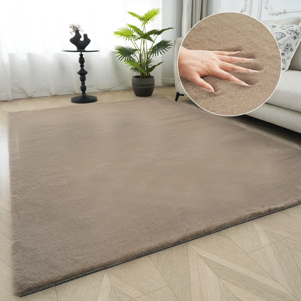 Covor de blana eco Rabbit 2 maro foarte pufos 40x60 cm