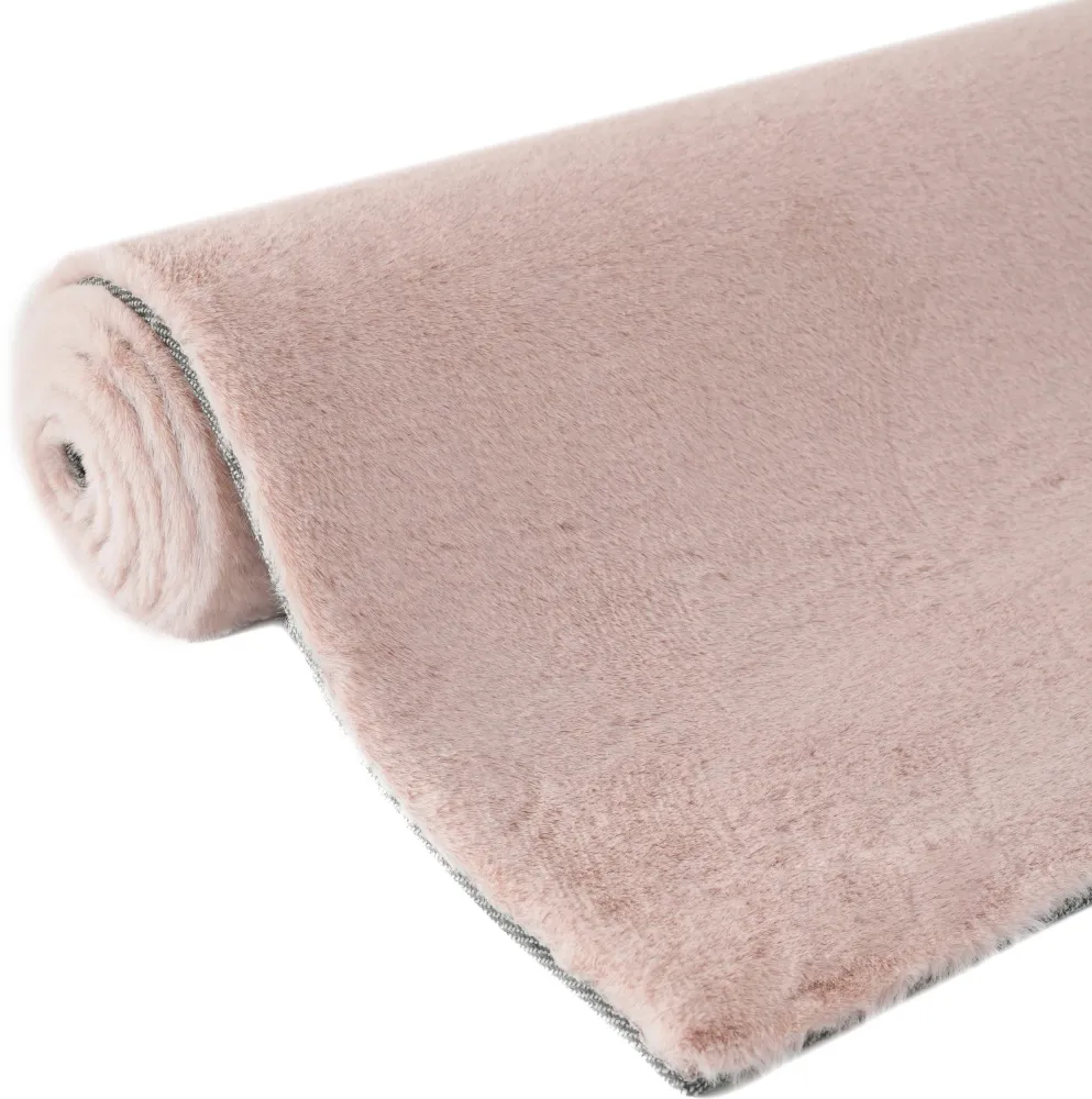Covor de blana eco Rabbit 2 roz foarte pufos 40x60 cm