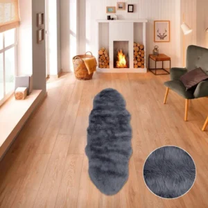Covor de blana eco »Valeria« foarte moale si pufos, antracit 65x180 cm