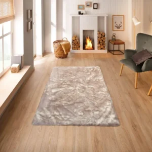 Covor de blana sintetica Sammo foarte moale si pufos, gri, 160x230 cm