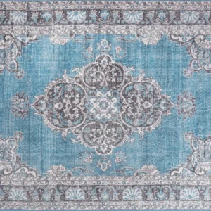 Covor BLUES CHENILLE, 75x150 cm, forma dreptunghiulara, poliester, albastru/gri, AL 201