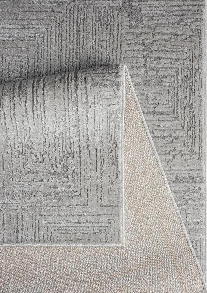 Covor Brakel cu model geometric 3D aspect vintage gri 80x150 cm