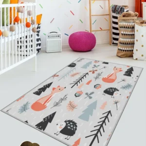 Covor Camera Copii Asi Home Cute Animals, 100 x 200cm, Poliester, Multicolor