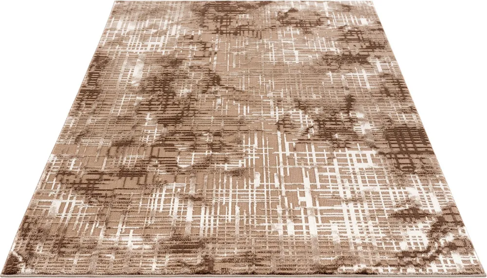 Covor Cansu cu model 3D aspect vintage maro, 60x90 cm