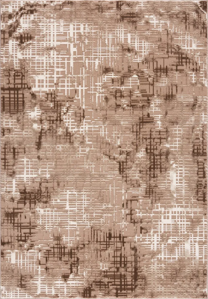 Covor Cansu cu model 3D aspect vintage maro, 60x90 cm