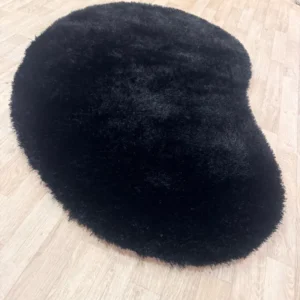 Covor Dana bean negru foarte pufos si gros 100x150 cm