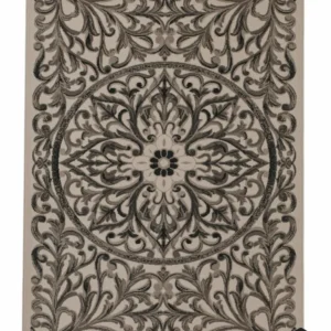 Covor cu design clasic, floral, nuante de crem si gri 160x230 cm