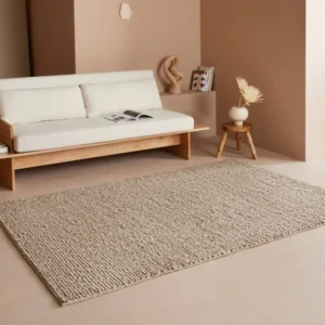 Covor din lână Ainhoa model cu noduri bej nisip 300x400 cm