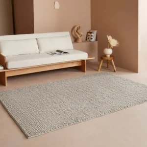 Covor din lână Ainhoa model cu noduri gri 200x300 cm