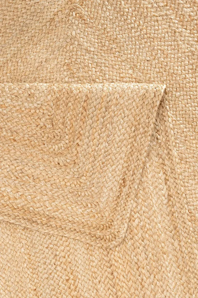 Covor din iută lucrat manual stil Boho, reversibil, Naturala 200x200 cm