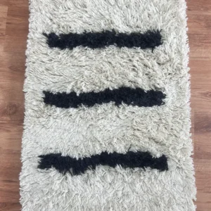 Covor din lana naturala LeGer cu aspect Boho crem 60x90 cm