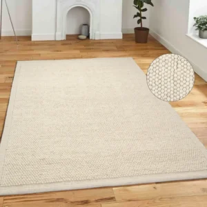 Covor din lână Wolly Frame cu model cu noduri crem 160x230 cm