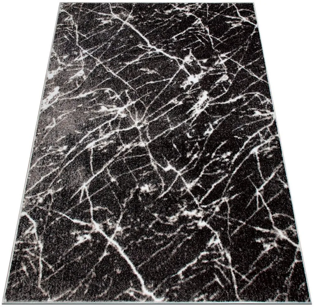 Covor elegant Tjara cu model de marmura negru 60x90 cm