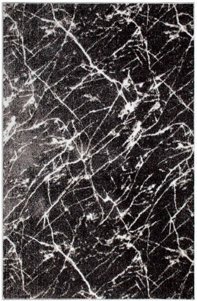 Covor elegant Tjara cu model de marmura negru 60x90 cm