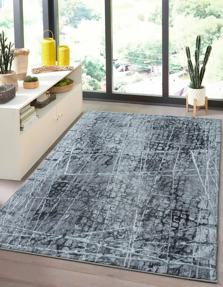 Covor Elis cu model modern, fire scurte gri 80x150 cm