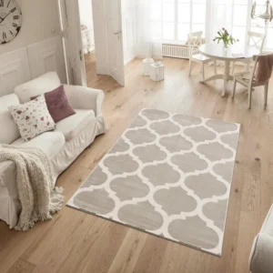 Covor Fenris cu model geometric 3D, crem 70x140 cm